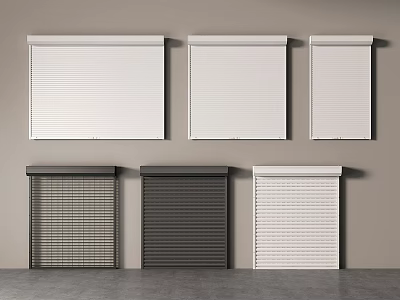 Wall Mounted Roller Blinds With Various Colors And Textures For Interior Design 3d model