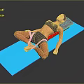 A Woman Performing Stretching Exercise With Yellow Resistance Band On Blue Yoga Mat