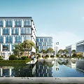Contemporary Industrial Factory Building With Large Glass Facades And Steel Structure
