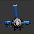 3D Game Movie Character In Blue Outfit With White Helmet Goggles Fur Trim And Dagger