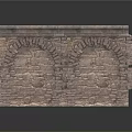 Decorative Stone Brick Wall With Double Arched Design And Textured Surface 3d model