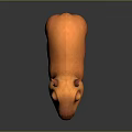 Orange Capybara Creature 3D Rendered as Adorable Cartoon Character with Red Ears Paws