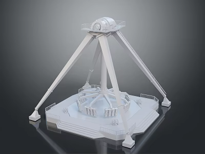White Tripod Structure Design With Circular Cabin Platform Stairs And Railing 3d model