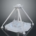 White Tripod Structure Design With Circular Cabin Platform Stairs And Railing