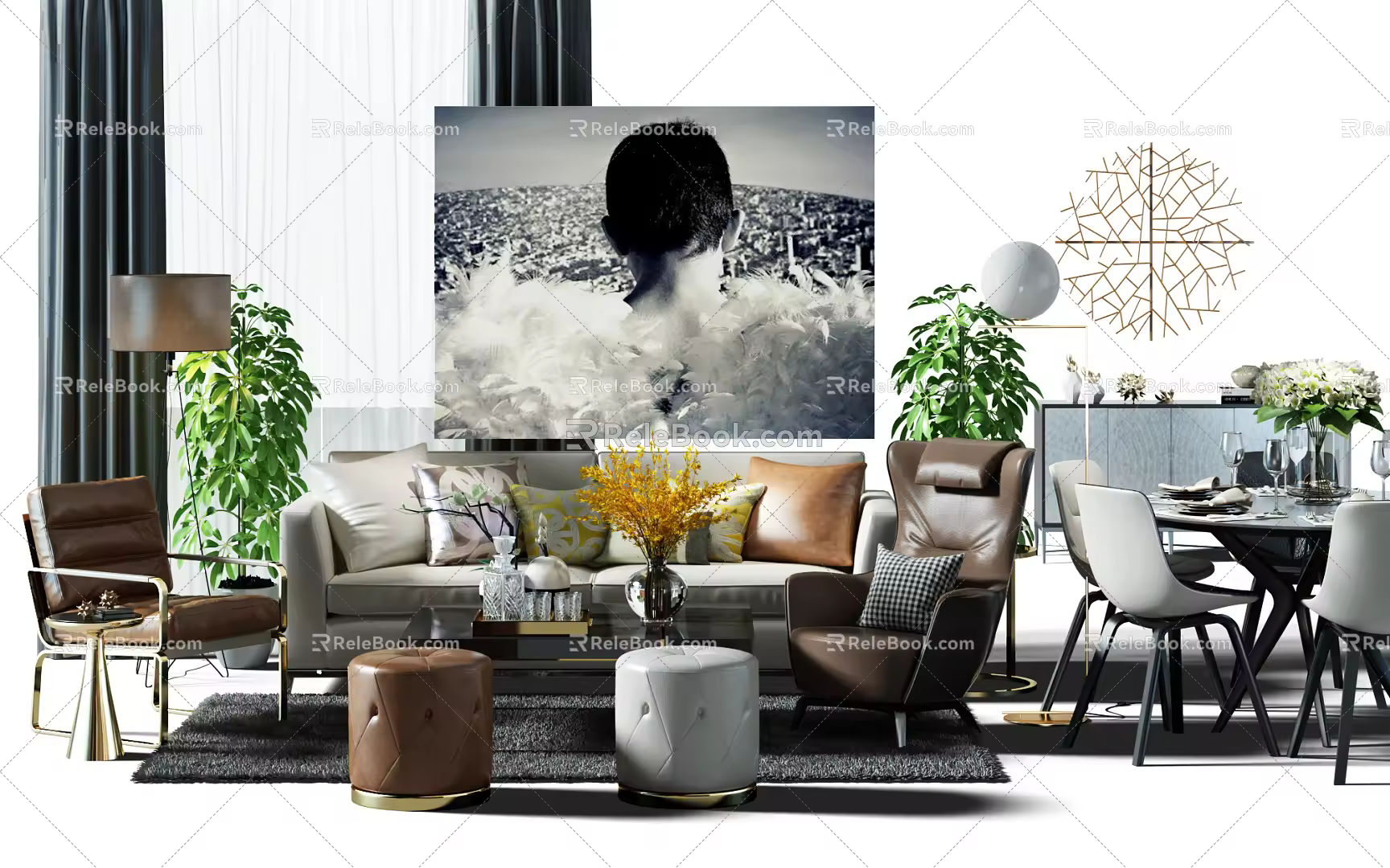 Modern Sofa Coffee Table Combination Sofa Coffee Table 3d model