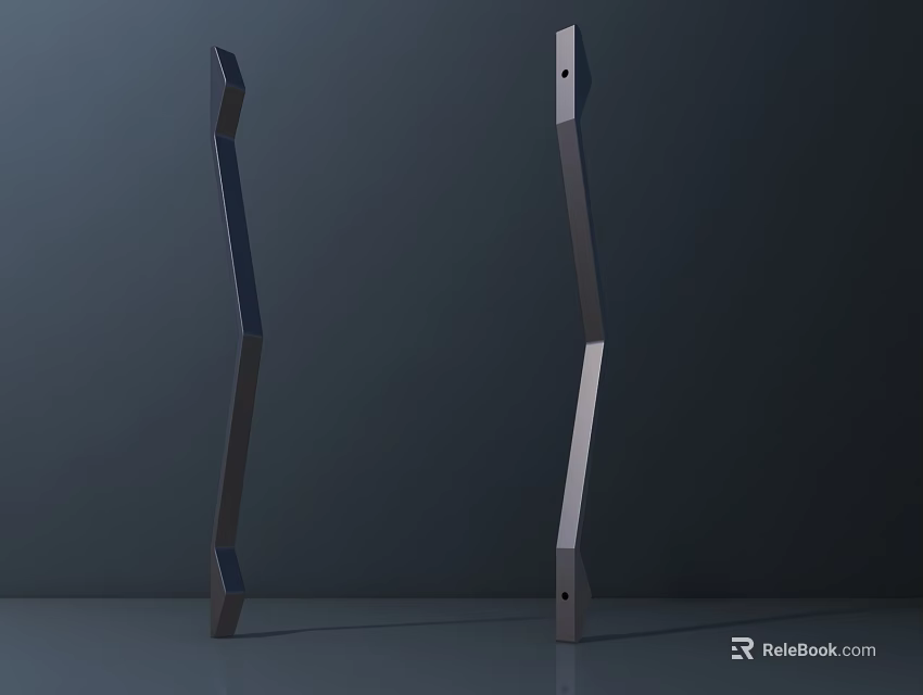 Modern Metal Floor Lamps With Sleek Twisted Shape Against Dark Background And Gray Floor 3d model 
