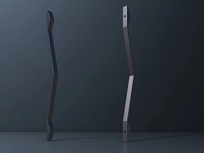 Modern Metal Floor Lamps With Sleek Twisted Shape Against Dark Background And Gray Floor 3d model