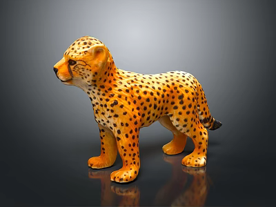 Cheetah Figurine With Spotted Pattern And Standing Pose For Home Decoration 3d model