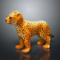 Cheetah Figurine With Spotted Pattern And Standing Pose For Home Decoration 3d model