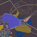 Detailed Aerial Planning of Hillside Development With Buildings Greenery Roads And Water Features