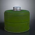 Green Cylindrical Storage Container With Silver Metal Lid And Smooth Exterior
