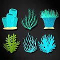 Blue Green Ocean Plant Coral Shaped Wall Decor With Various Designs