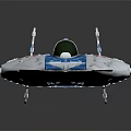 Space Pilot And Alien Creature In Blue White Sci Fi Spaceship With Red Markings 3d model