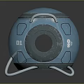 Modern Blue Metallic Sphere Device with Sturdy Metal Stand and Control Panel