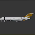 Sleek Passenger Airliner With White Fuselage Yellow Tail Twin Engines And Entry Stairs