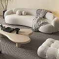 Quiet sofa tea table combination 3d model