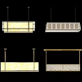Various Modern Chandelier Designs Featuring Metal Frames Glass Panels and LED Lighting 3d model