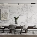 Modern Dining Table and Chair Combination Dining Table and Chair 3d model