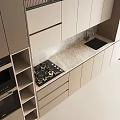 Modern Kitchen Interior With Light Cabinets Marble Countertop And Built In Appliances
