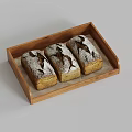 Freshly Baked Three Loaves of Bread in a Wooden Tray with White Powder Dusting