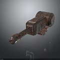 3D Model of Mechanical Weapon With Metallic Texture and Gear Details