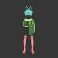 Fashionable Women's Outfit with White Top Black Skirt Striped Socks Layered Design and Hair Accessories