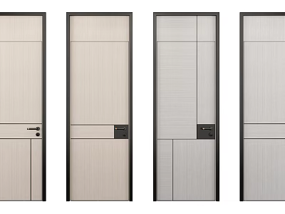 Modern Hinged Doors With Sleek Design Light Colors And Black Frames 3d model