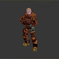 Gold And Black Armored Game Movie Warrior Character In Standing Pose