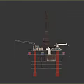 Offshore Drilling Platform With Tall Rig Crane And Industrial Equipment Structure