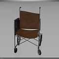 Old Vintage Wheelchair with Metal Frame and Brown Seat as Living Supplies