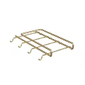 Golden Metal Storage Rack with Multi layer Design and Bottom Hooks for Home Organization