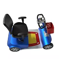Blue Electric Mobility Scooter With Black Seat And Red Basket