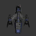 Detailed Science Fiction Spaceship Design Featuring Blue Gray Color And Multiple Engines