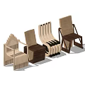 Contemporary Wooden Armchairs Featuring Various Designs And Structured Backs Collection 3d model