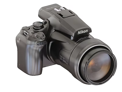 Professional Nikon Digital Camera Featuring Telephoto Lens Control Buttons And Ergonomic Design 3d model