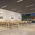 Modern Restaurant Interior With Order Counter Menu Display Screens And Brick Wall Decor