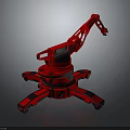 Red Industrial Mechanical Equipment With Robotic Arm And Wheeled Support Structure 3d model