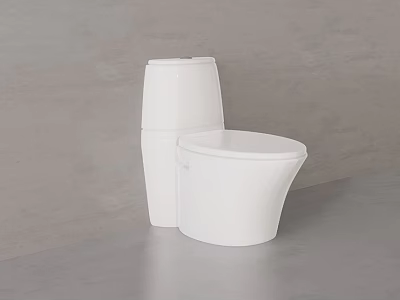 Sleek Modern White Toilet With Matching Tank And Gray Bathroom Interior Design 3d model