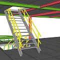 Multi Level Industrial Equipment Structure With Metal Frame Staircase And Platforms 3d model