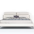 Modern Double Bed with White Leather Headboard Cozy Bedding and Sleek Frame 3d model