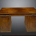 Antique Wooden Desk Featuring Classic Design With Drawers And Cabinet Doors