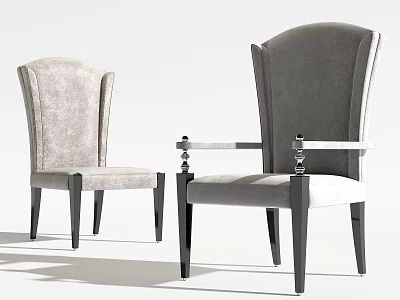 Elegant Modern Single Chair With High Back Upholstered Fabric Metal Accent Armrest And Black Legs 3d model