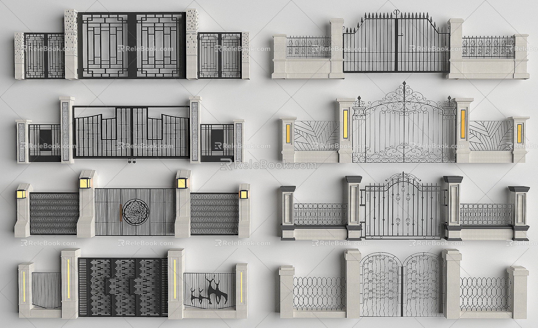 Iron Courtyard Door Courtyard Door Villa Door Pavilion model