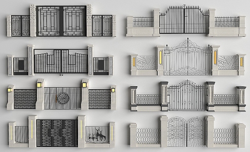 Iron Courtyard Door Courtyard Door Villa Door Pavilion 3d model