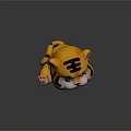 Cute Orange Tiger Doll With Black Stripes Smiling Face And Pink Paws