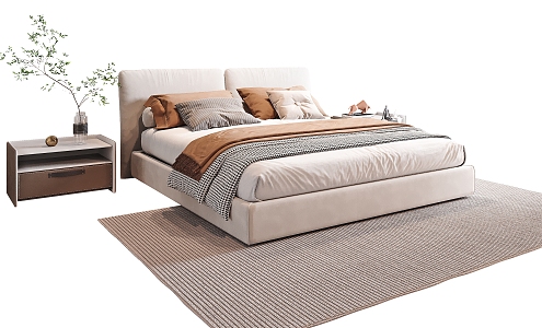 Bed with double bed 3d model