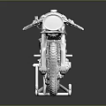 Vintage Silver Motorcycle With Round Headlight Single Seat Sleek Design And Reflection On Dark Surface