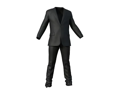 Classic Black Suit with Jacket and Pants for Formal Business Attire 3d model