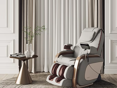 Massage Chair in Modern Living Room with Side Table Plant And Glass Cup 3d model