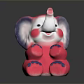Cute Pink Elephant Toy Sitting With Purple Ears And Blue Paws